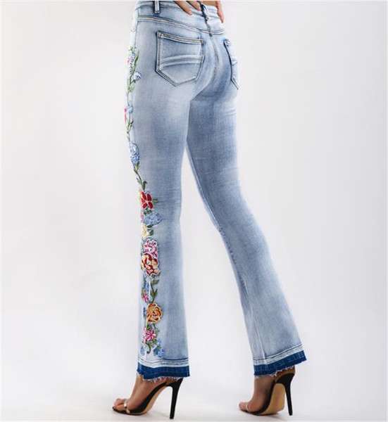 Blugi de damă cu flori brodate Charleston