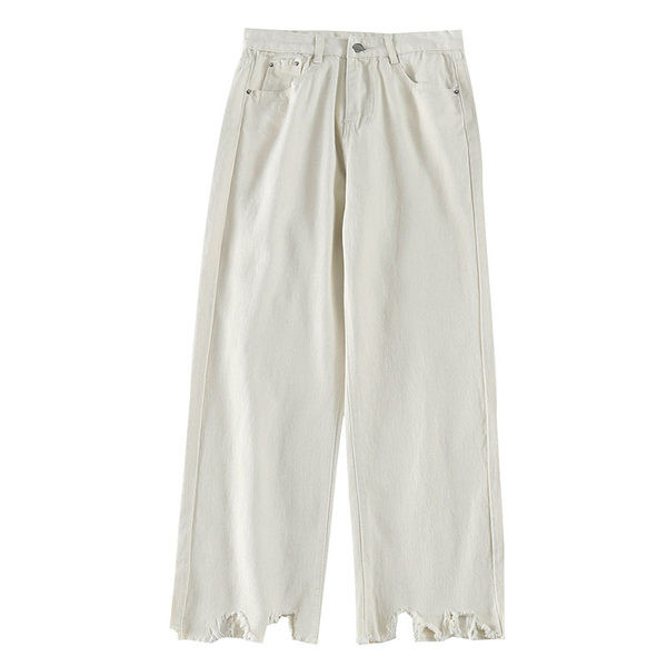 Φαρδύ μοντέλο γυναικεία τζιν με κουμπιά και σκισμένα μοτίβα