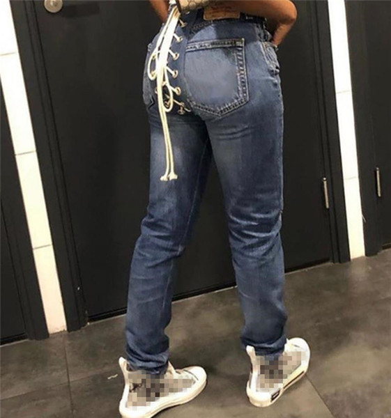 Blugi de dama cu sireturi la spate