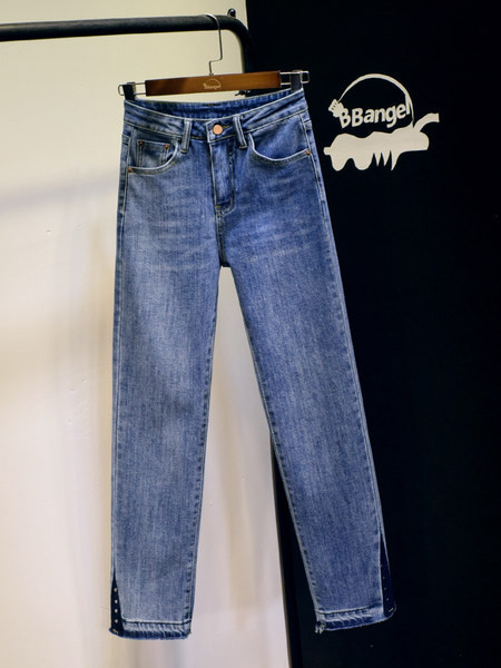 Naiste kõrge vöökohaga teksad Slim mudel - sinine värv