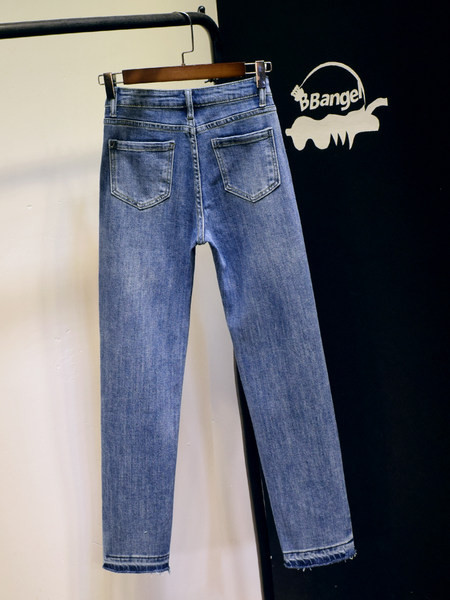 Naiste kõrge vöökohaga teksad Slim mudel - sinine värv