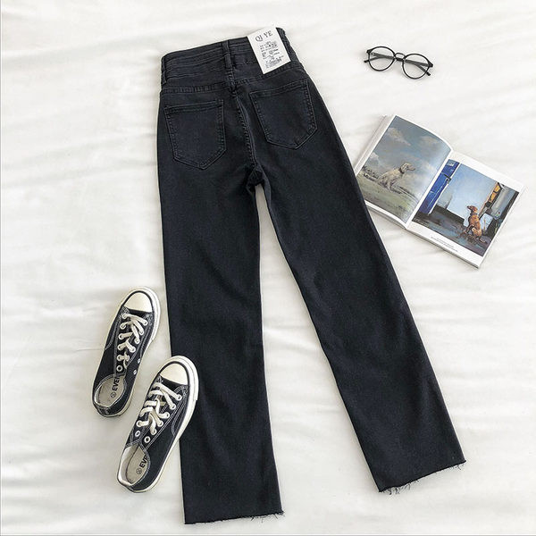 Blugi de dama model drept cu talie inalta