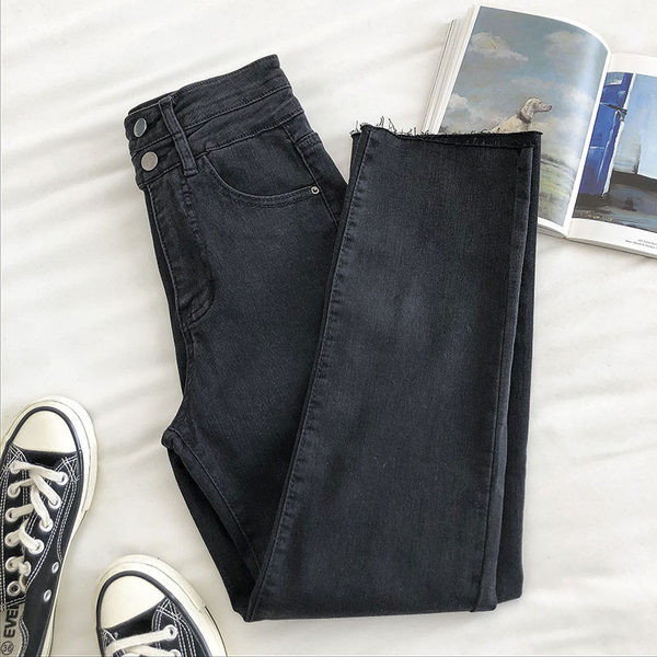 Blugi de dama model drept cu talie inalta