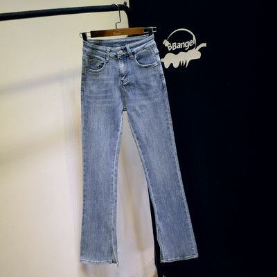 Noul model de damă face blugi cu talie înaltă - culoare albastră