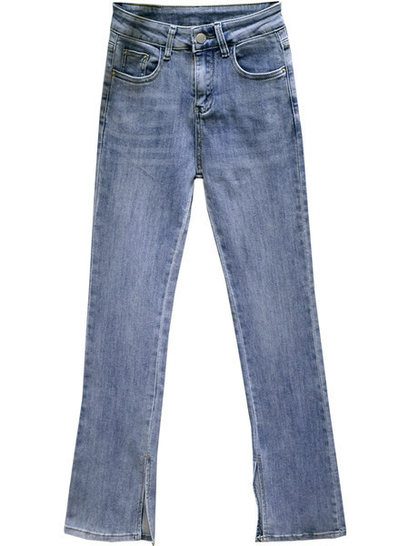 Noul model de damă face blugi cu talie înaltă - culoare albastră