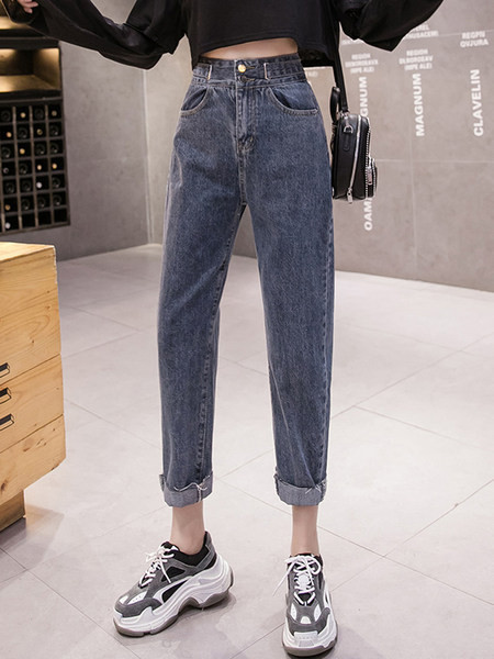 Blugi de dama model uni cu elemente metalice