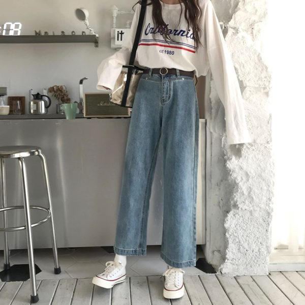 Pavasara plati džinsi sievietēm līdz potītes garumam