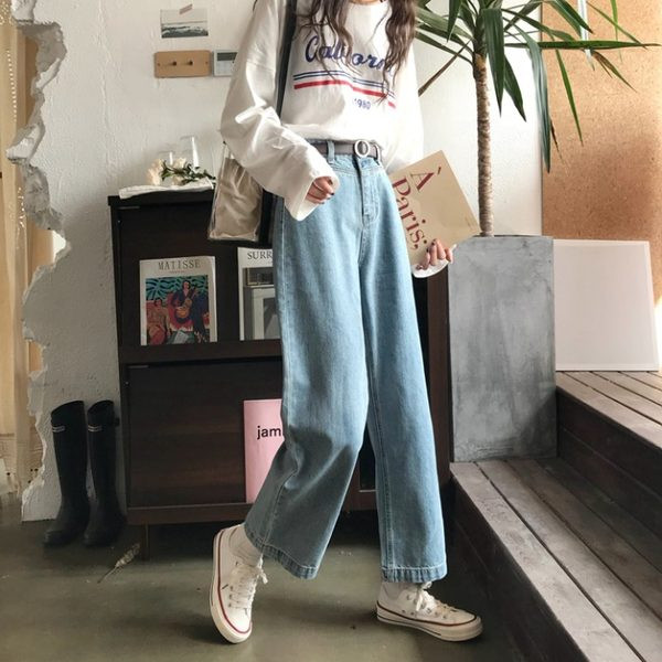 Pavasara plati džinsi sievietēm līdz potītes garumam