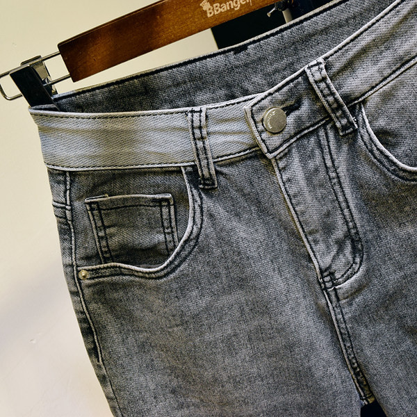 Blugi casual cu talie inalta de culoare gri pentru femei