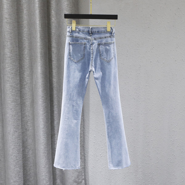 Blugi de damă cu fante și buzunare în albastru