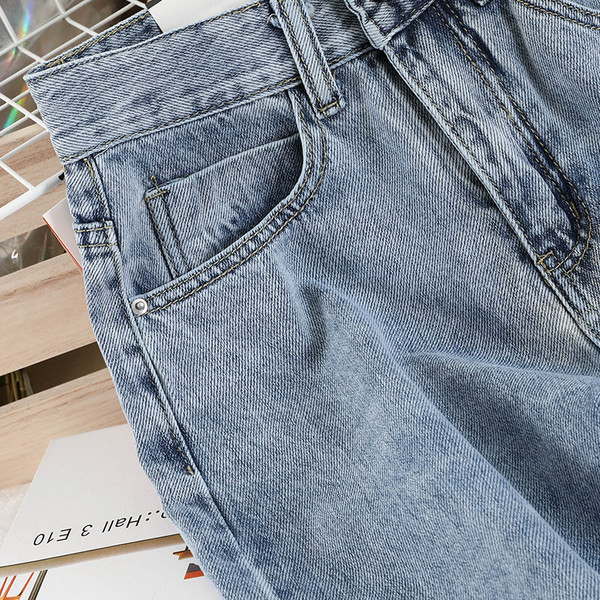 Zili sieviešu džinsi ar augstu vidukli - taisns modelis