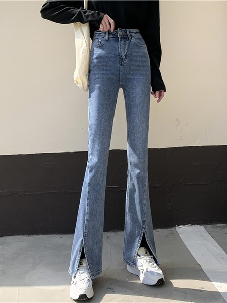 Sieviešu pavasara džinsi ar augstu vidukli - Charleston tipa