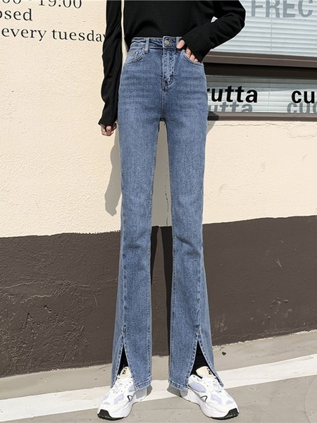 Sieviešu pavasara džinsi ar augstu vidukli - Charleston tipa