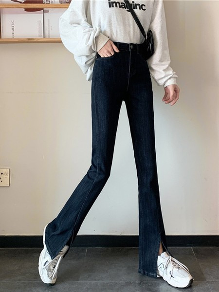 Sieviešu pavasara džinsi ar augstu vidukli - Charleston tipa