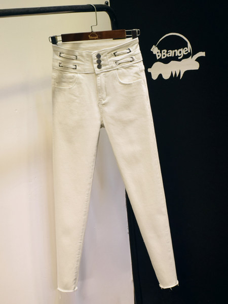 Mūsdienīgi sieviešu džinsi Slim modelis ar augstu vidukli - divas krāsas