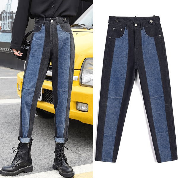 Ravni model ženskih traperica s metalnim elementima