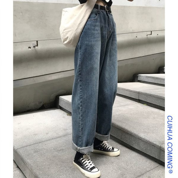 Ikdienas plati džinsi ar augstu vidukli