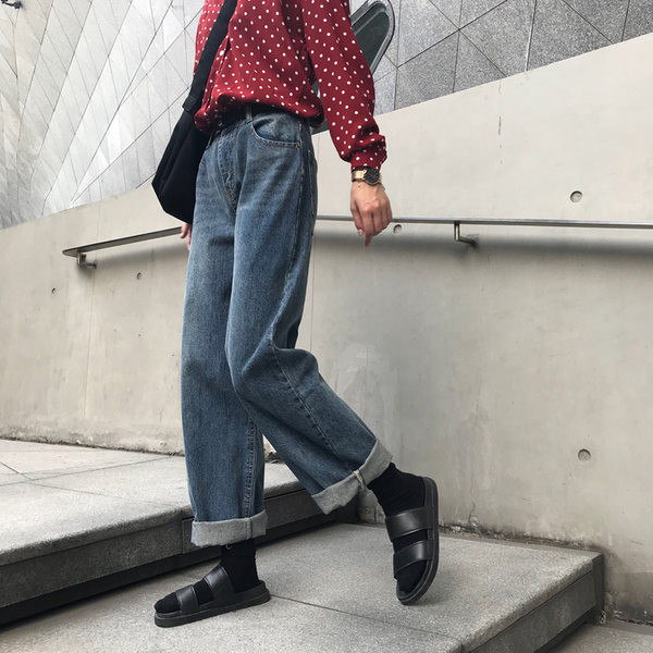 Ikdienas plati džinsi ar augstu vidukli