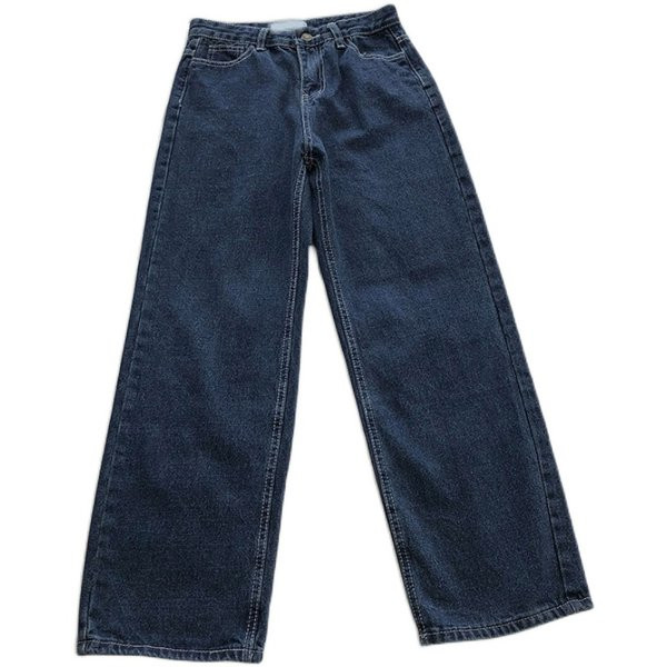 Plašs sieviešu džinsu modelis ar augstu vidukli un kabatām