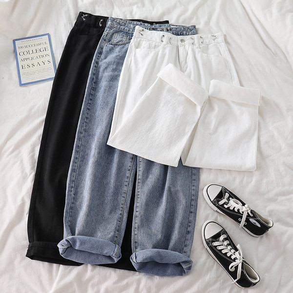 Ikdienas džinsi ar pogām - plats modelis