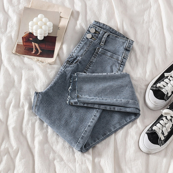 Mūsdienīgi sieviešu džinsi-Slim modelis ar pogām