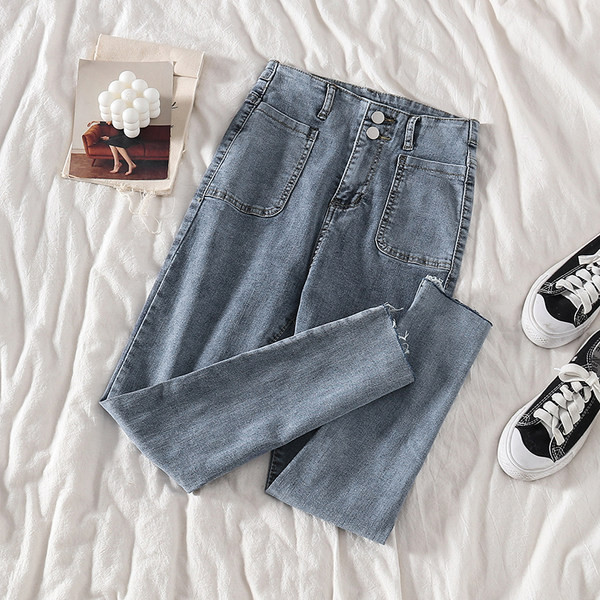 Mūsdienīgi sieviešu džinsi-Slim modelis ar pogām