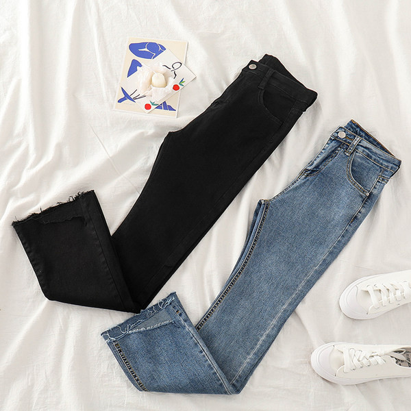 Blugi casual cu talie inalta