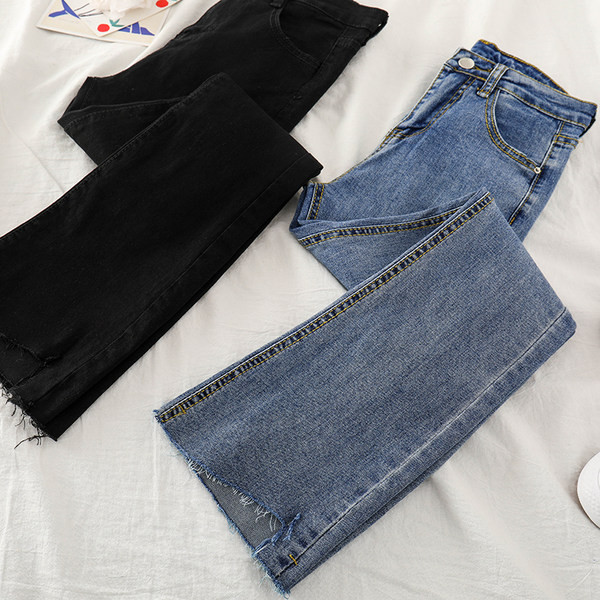 Blugi casual cu talie inalta