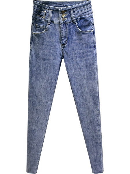 Mūsdienīgi sieviešu pieguloši džinsi ar augstu vidukli - melni un zili