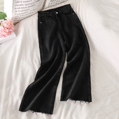 Sieviešu platie džinsi melnā un zilā krāsā