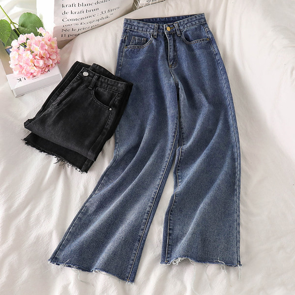 Sieviešu platie džinsi melnā un zilā krāsā