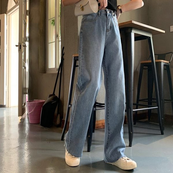 Λεπτό καλοκαιρινό τζιν με ψηλή μέση - φαρδύ μοντέλο