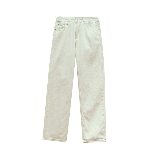 Blugi moderni in culoarea alba model drept