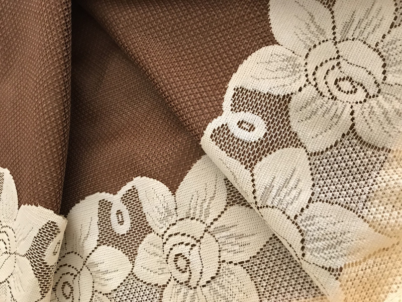 Дълго Перде дантела с ширит лента  Zoe 5979, 150x250 cm, 100% Полиестер, Кафяво-крем, 1 брой перде