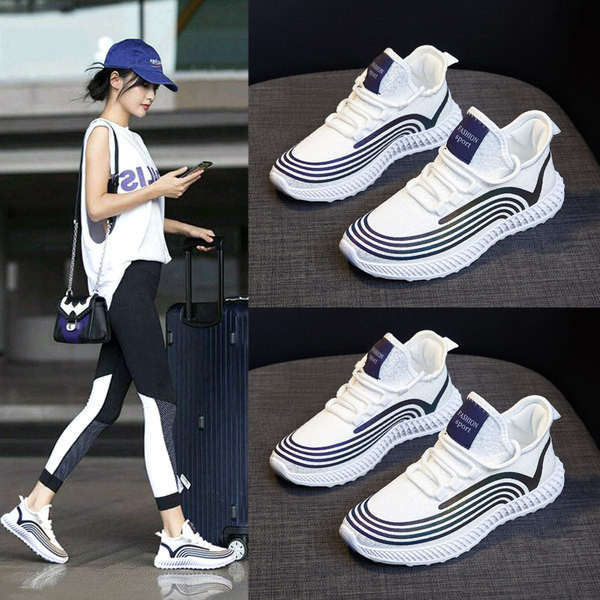 Γυναικεία υφάσματα αθλητικά παπούτσια με επιγραφή και κορδόνια