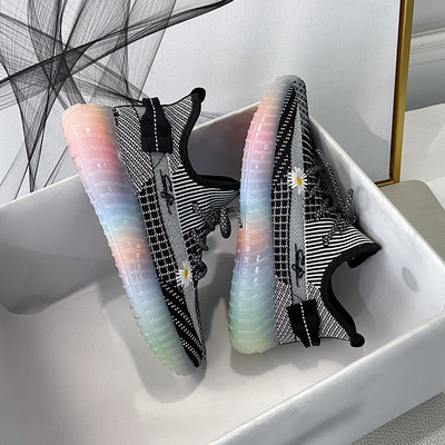 Tenisi dama din material textil cu talpa colorata