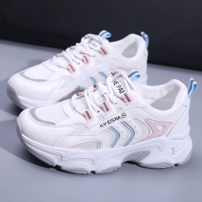 Tenisi dama din piele ecologica si platforma de 4 cm