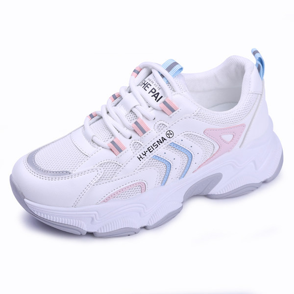 Tenisi dama din piele ecologica si platforma de 4 cm