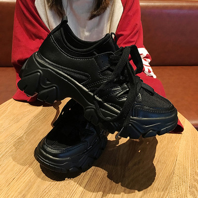 Γυναικεία αθλητικά παπούτσια από έκο δέρμα με τραχιά σόλα