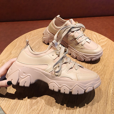 Γυναικεία αθλητικά παπούτσια από έκο δέρμα με τραχιά σόλα