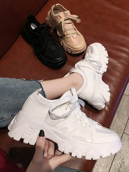 Γυναικεία αθλητικά παπούτσια από έκο δέρμα με τραχιά σόλα