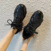 Νέο μοντέλο γυναικεία αθλητικά  παπούτσια με κορδόνια και τραχιά σόλα σε μαύρο χρώμα