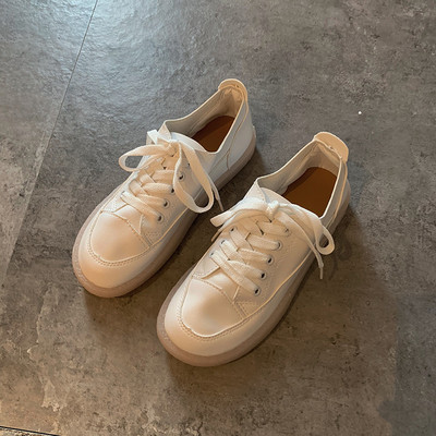 Tenisi casual dama cu sireturi din material textil alb si negru