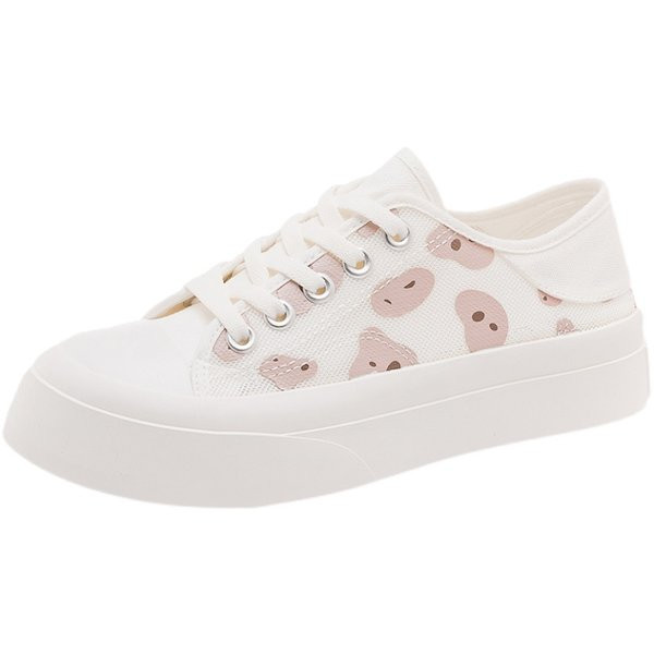 Γυναικεία μοντέρνα αθλητικά παπούτσια με κορδόνια και επίπεδη σόλα σε λευκό και μαύρο χρώμα