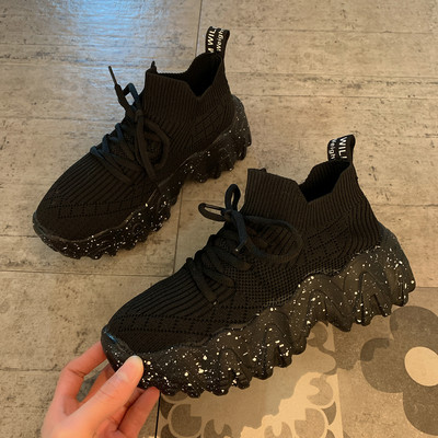 Γυναικεία casual παπούτσια με τραχιά σόλα με κορδόνια