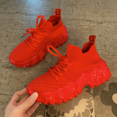 Γυναικεία casual παπούτσια με τραχιά σόλα με κορδόνια