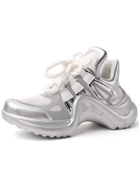 Νέο μοντέλο γυναικεία αθλητικά  παπούτσια με κορδόνια και τραχιά σόλα σε δύο χρώματα