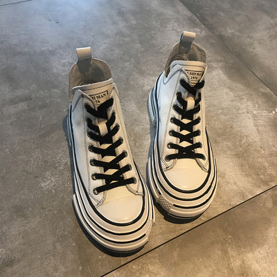 Γυναικεία αθλητικά παπούτσια με παχιά σόλα από οικολογικό δέρμα