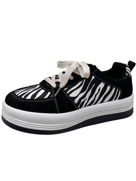 Γυναικεία μοντέρνα αθλητικά παπούτσια με κορδόνια και άνιμαλ πριντ