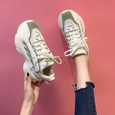 Γυναικεία casual αναπνεύσιμα αθλητικά παπούτσια με υφάσματα και οικολογικό δέρμα με κορδόνια